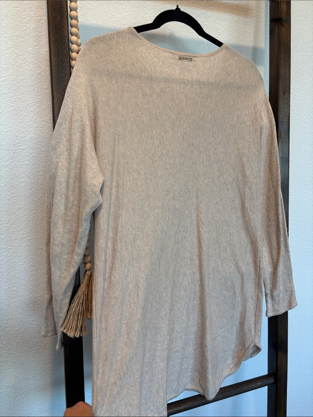 Michael Kors Beige Crewneck Long Sleeve Top